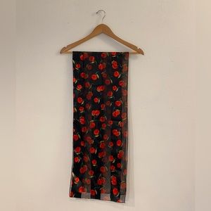 Vintage Cherry Print Satin Scarf